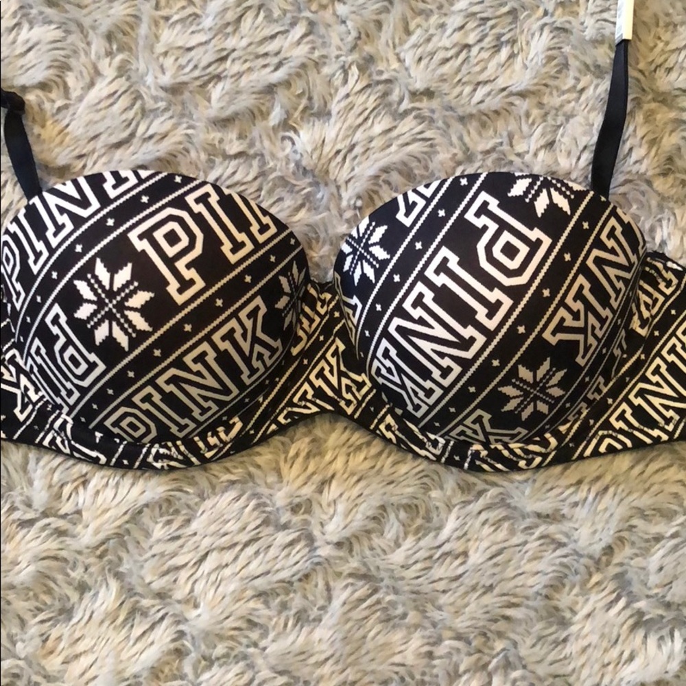 Pink Victoria Secret Black Bra Christmas 32D